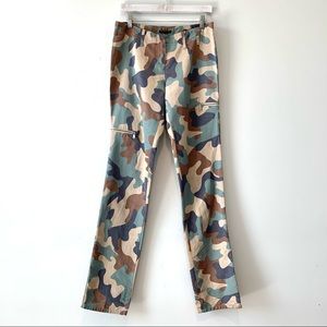 SISLEY Camo Pants Size 42 Long Zipper Pockets